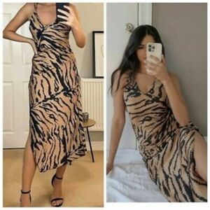 Zara Women's Animal Print Satin Midi Dress